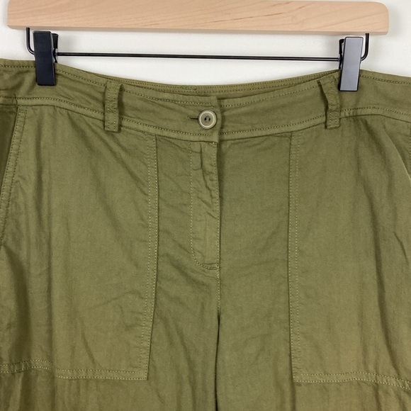 Eileen Fisher 100% Organic Cotton Twill Ankle Pants Olive Green Size 10 Casual - Picture 3 of 7